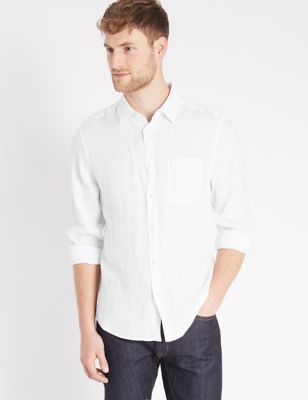 Pure Linen Easy Care Shirt with Pocket